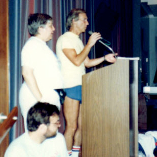 Nick Curl of the LA Marathon, Rosemary Hutton of Orthopaedic Hospital and Bob Scott
